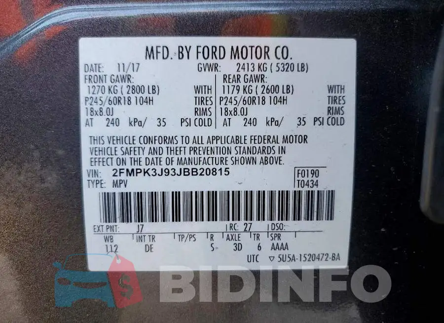 2FMPK3J93JBB20815 Photo# 13