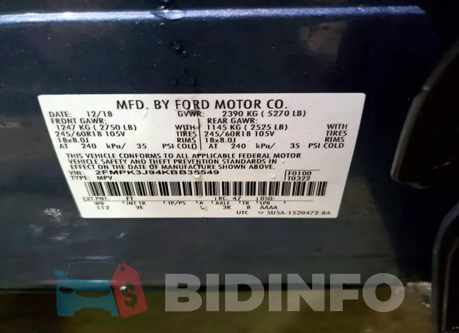 2FMPK3J94KBB35549 Photo# 13