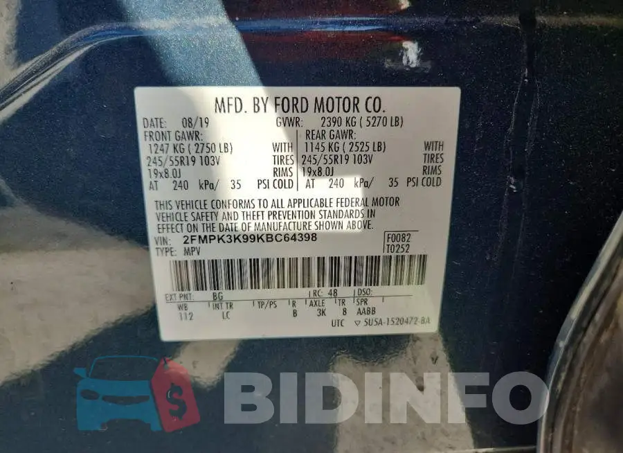 2FMPK3K99KBC64398 Photo# 13