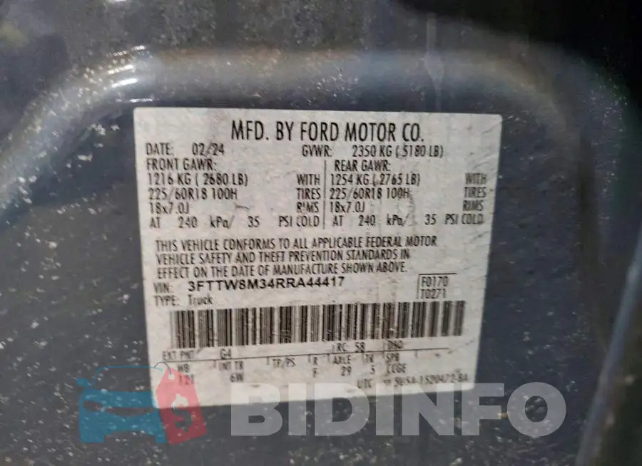 3FTTW8M34RRA44417 Photo# 13