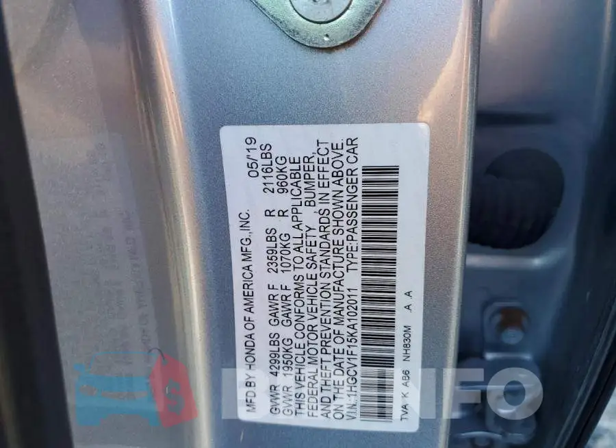 1HGCV1F15KA102011 Photo# 12