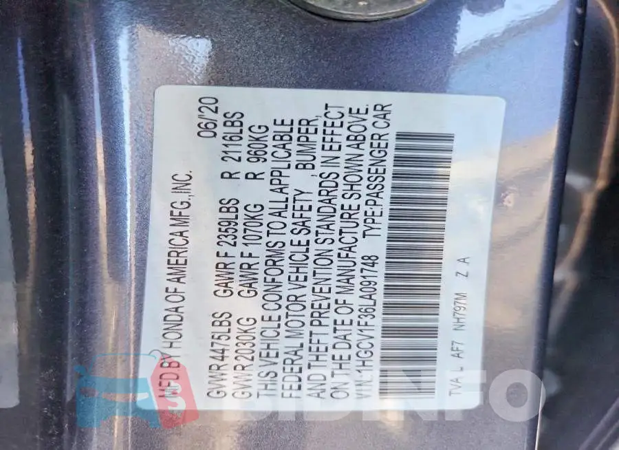 1HGCV1F36LA091748 Photo# 13
