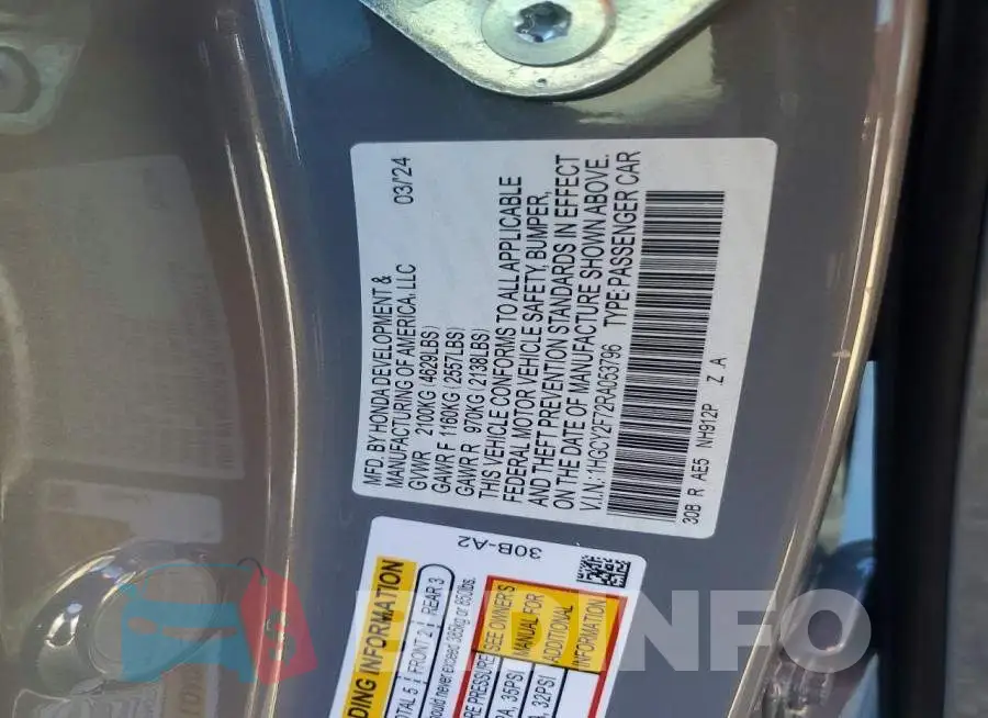 1HGCY2F72RA053796 Photo# 13