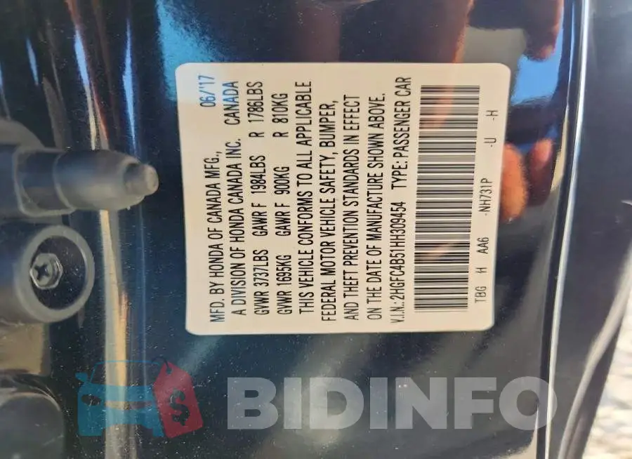 2HGFC4B51HH309454 Photo# 12