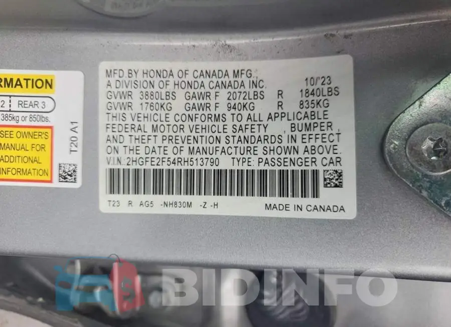2HGFE2F54RH513790 Photo# 12
