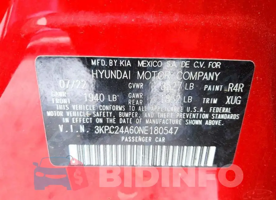 3KPC24A60NE180547 Photo# 12