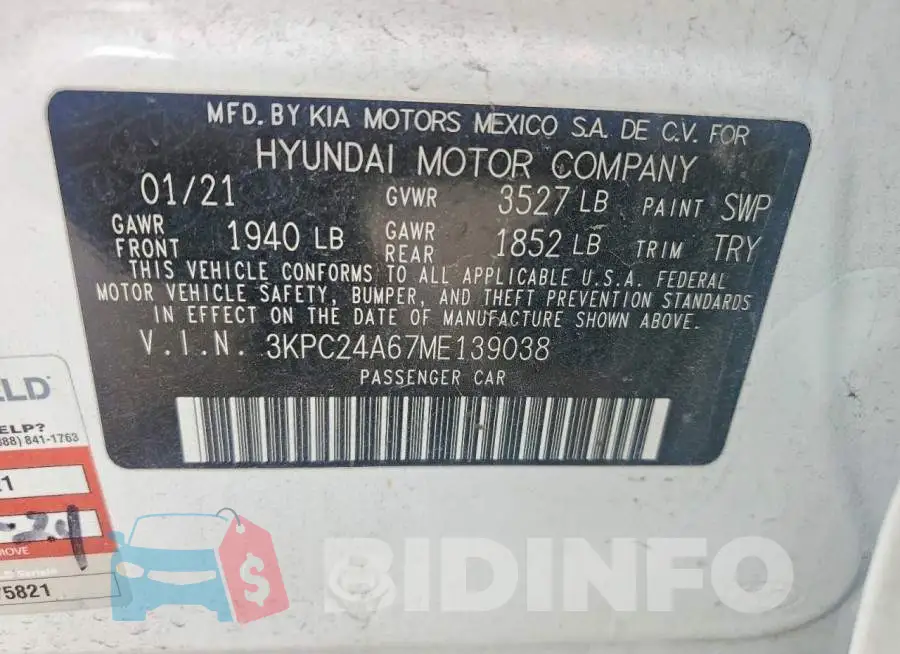 3KPC24A67ME139038 Photo# 12