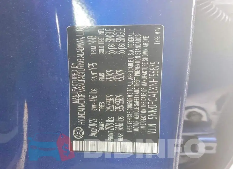 5NMJFCAEXNH156875 Photo# 14