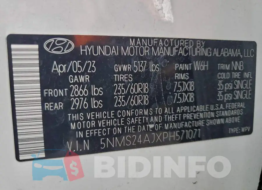 5NMS24AJXPH571071 Photo# 13