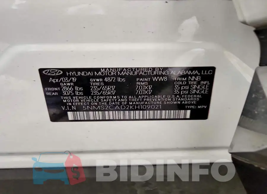 5NMS2CAD2KH109021 Photo# 13
