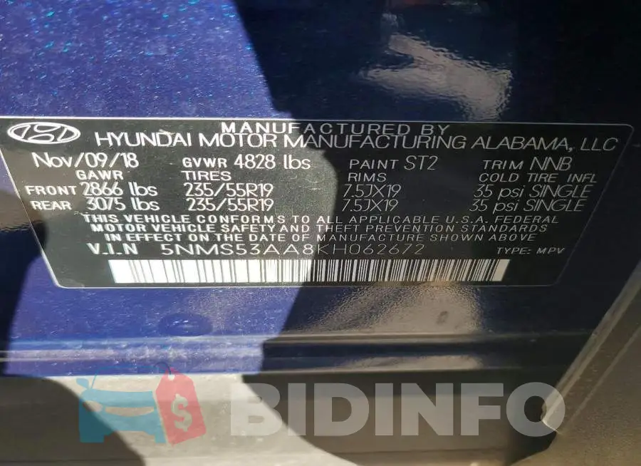 5NMS53AA8KH062672 Photo# 13