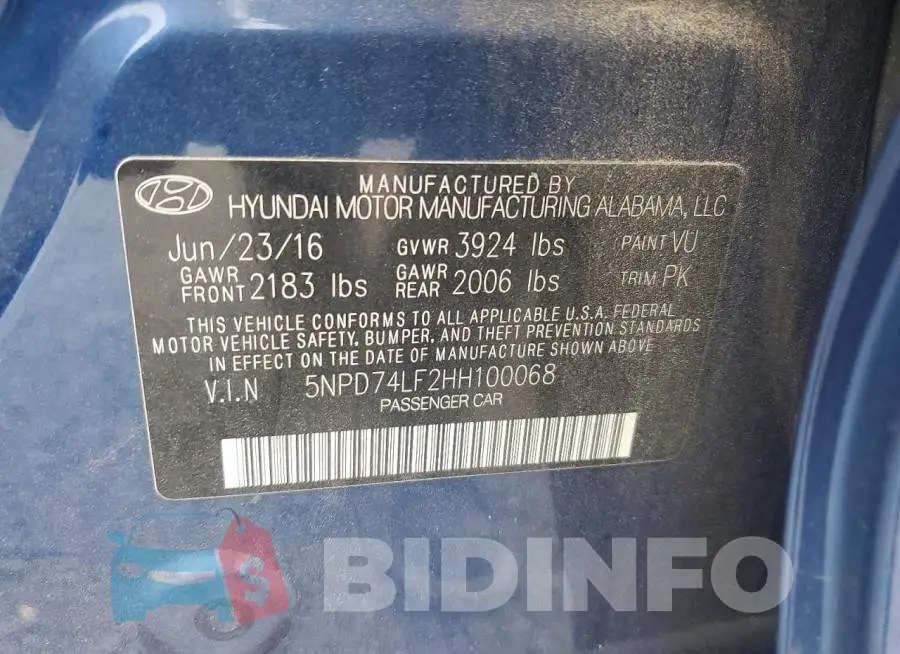 5NPD74LF2HH100068 Photo# 12