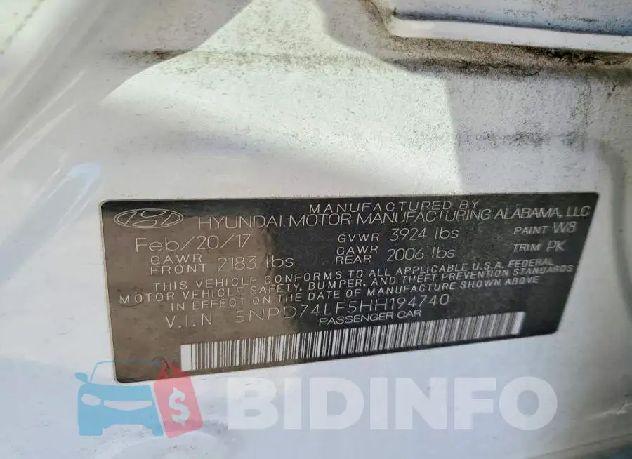 5NPD74LF5HH194740 Photo# 13