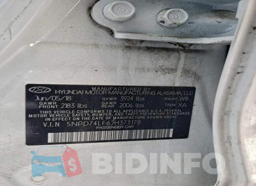 5NPD74LF6JH373178 Photo# 12