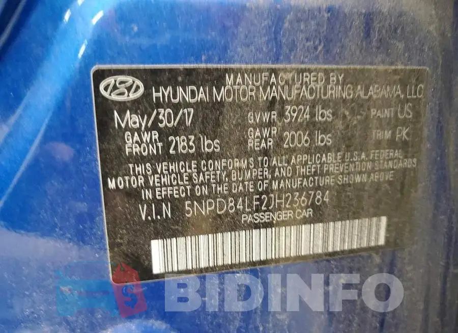 5NPD84LF2JH236784 Photo# 12
