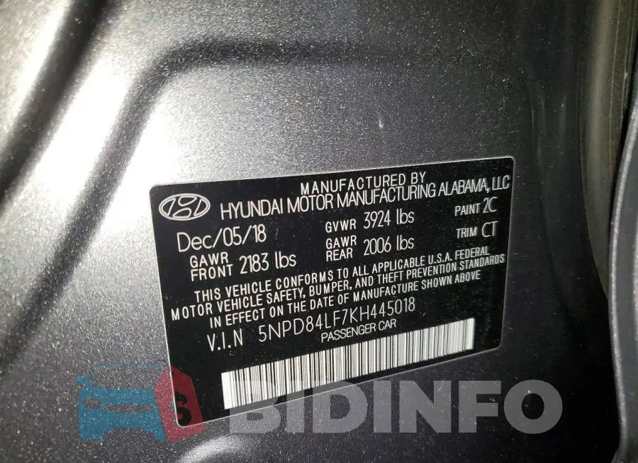 5NPD84LF7KH445018 Photo# 13