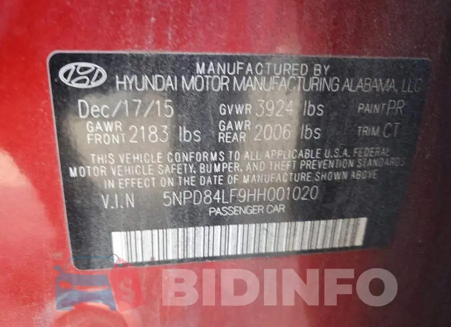 5NPD84LF9HH001020 Photo# 12