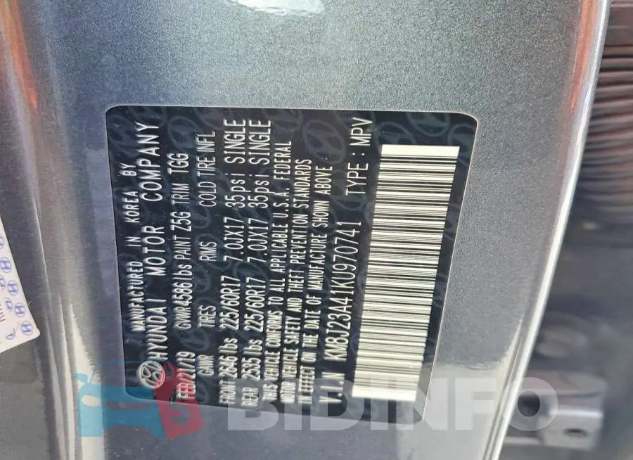KM8J23A41KU970741 Photo# 13