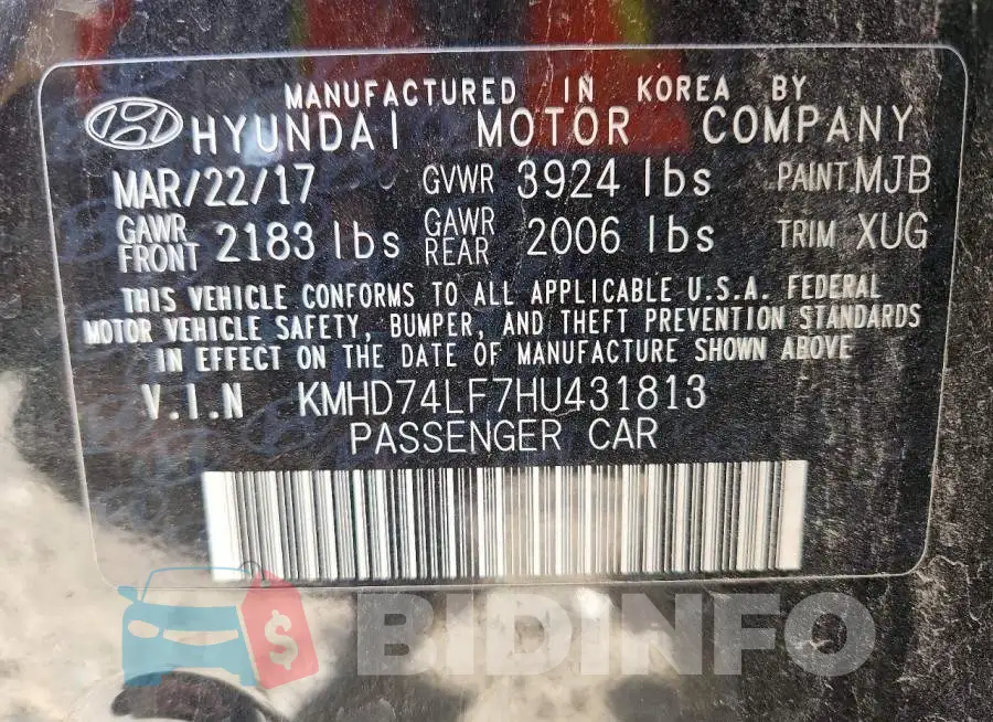 KMHD74LF7HU431813 Photo# 12