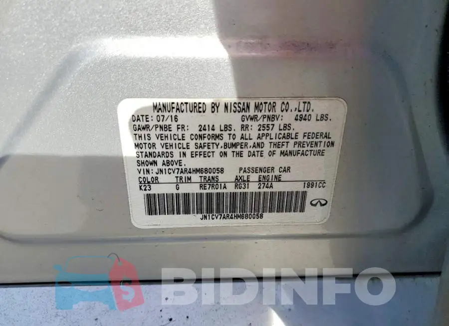 JN1CV7AR4HM680058 Photo# 12