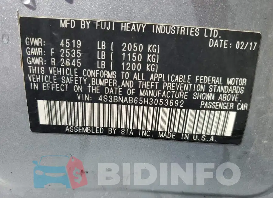 4S3BNAB65H3053692 Photo# 13