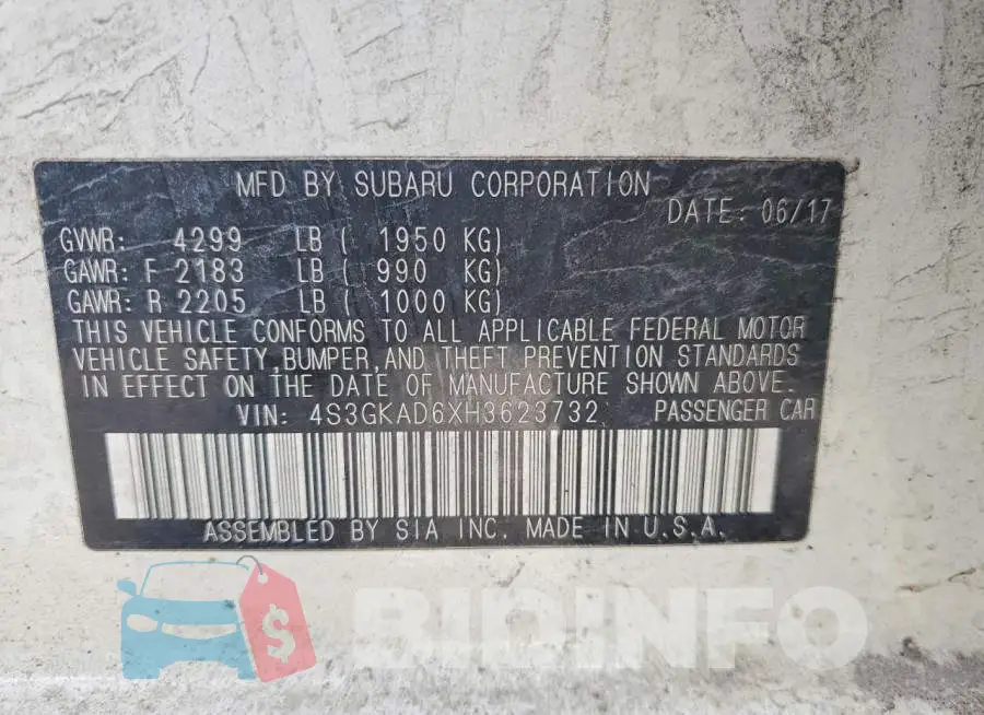 4S3GKAD6XH3623732 Photo# 13
