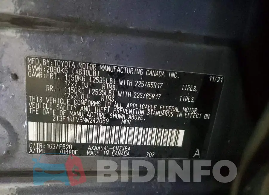 2T3F1RFV5MW242069 Photo# 13
