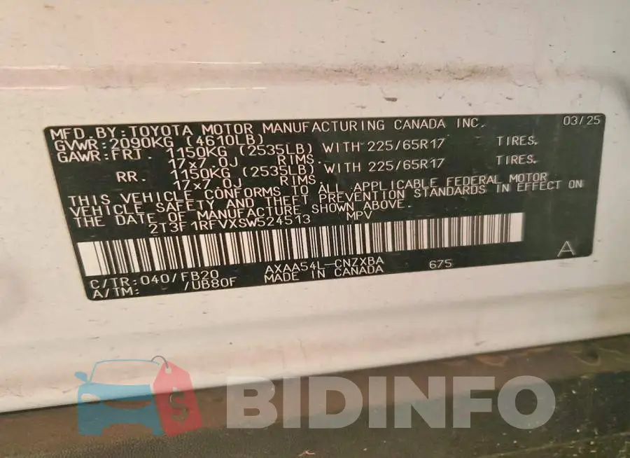 2T3F1RFVXSW524513 Photo# 12