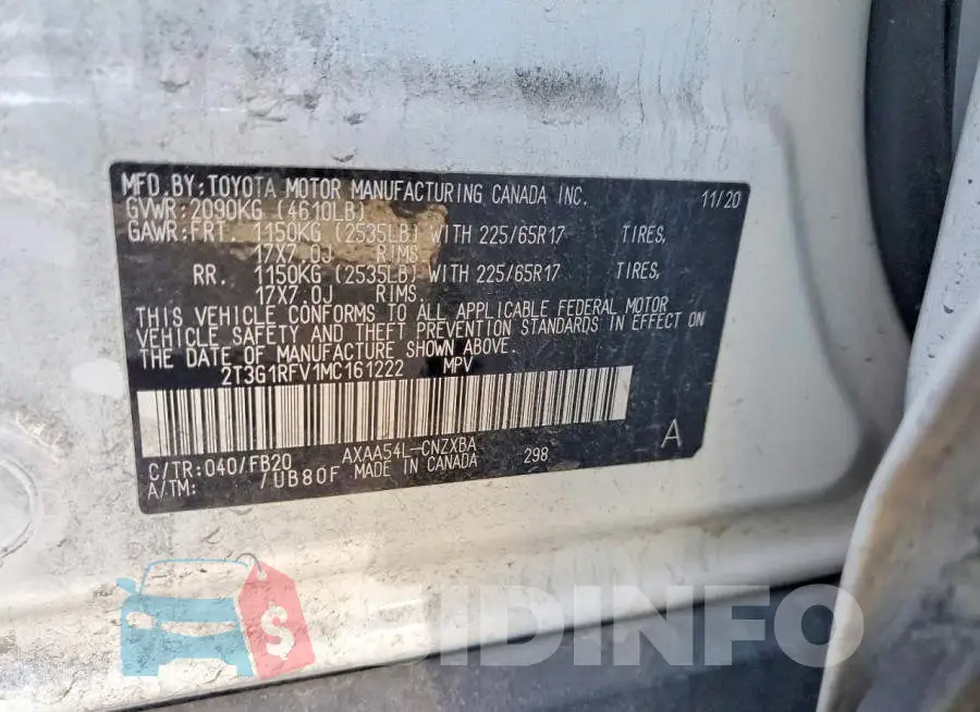 2T3G1RFV1MC161222 Photo# 13