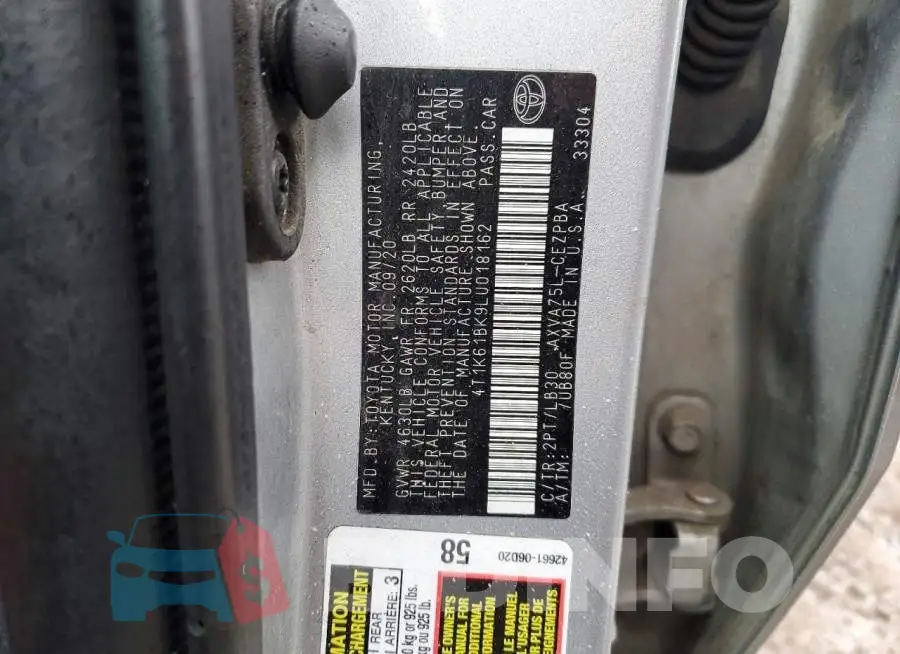 4T1K61BK9LU018162 Photo# 12