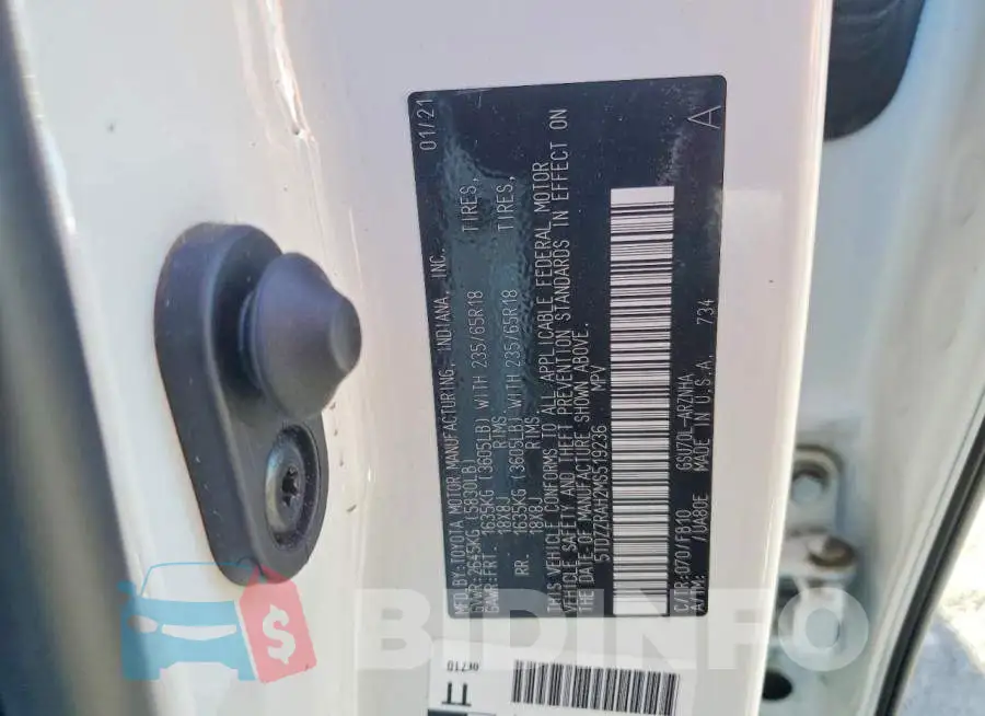 5TDZZRAH2MS519236 Photo# 14