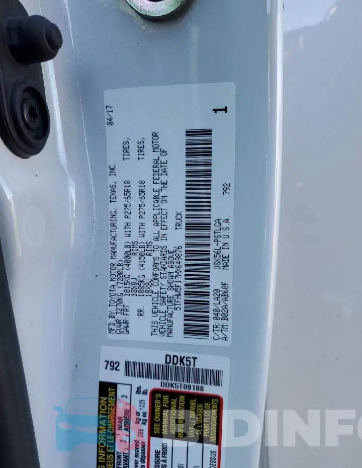 5TFHW5F17HX649876 Photo# 12
