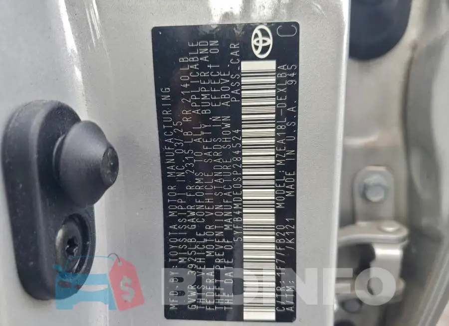 5YFB4MDE0SP284524 Photo# 13