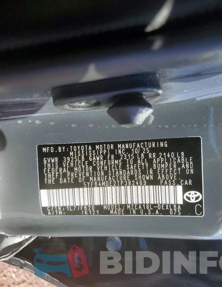 5YFB4MDE2TP382469 Photo# 12