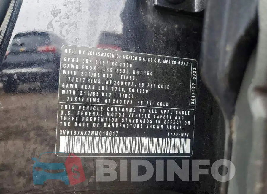 3VV1B7AX7NM018617 Photo# 12