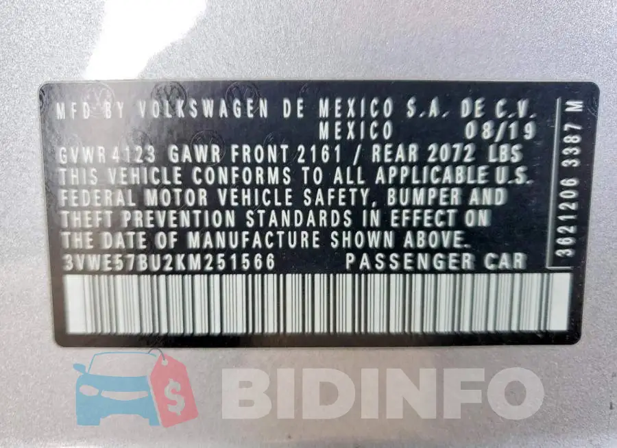 3VWE57BU2KM251566 Photo# 12