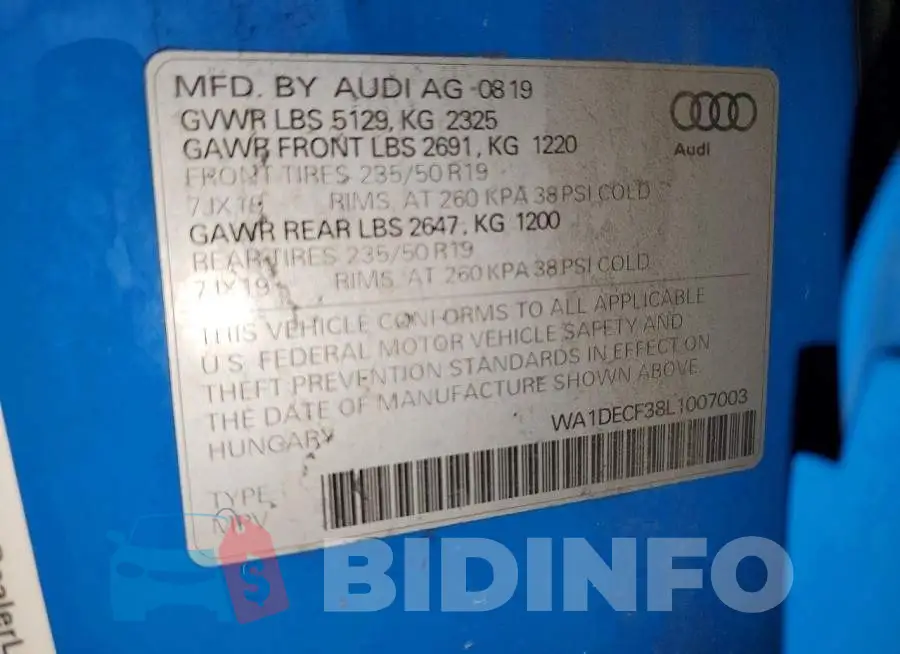 WA1DECF38L1007003 Photo# 13