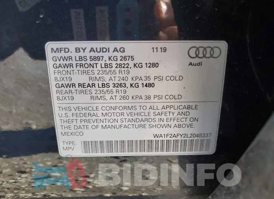 WA1F2AFY2L2045337 Photo# 14