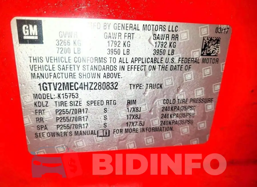 1GTV2MEC4HZ280832 Photo# 12