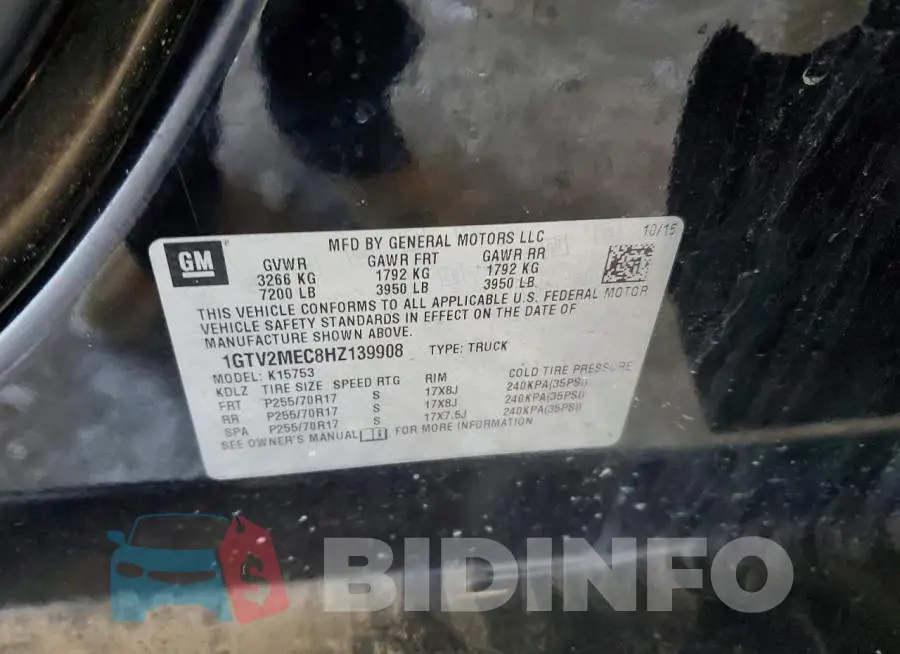 1GTV2MEC8HZ139908 Photo# 12