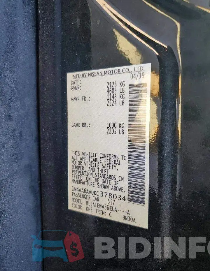 1N4AA6AV0KC378034 Photo# 12