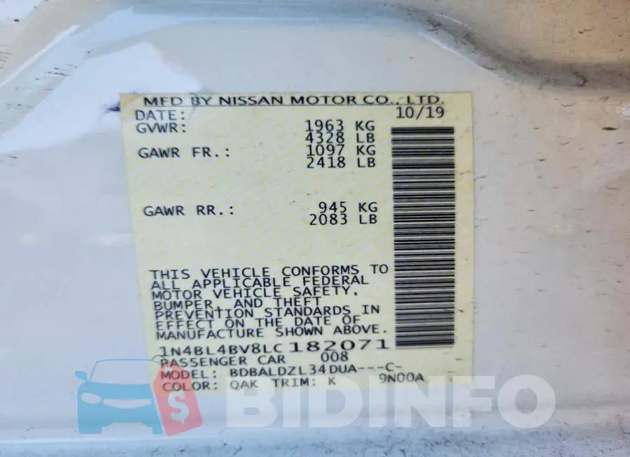 1N4BL4BV8LC182071 Photo# 13