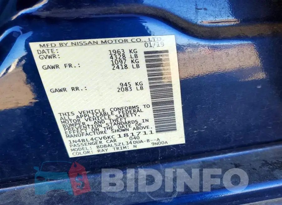 1N4BL4CV6KC181711 Photo# 12