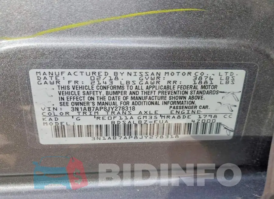 3N1AB7AP8JY278318 Photo# 12