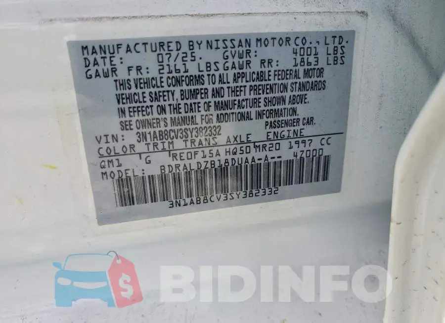 3N1AB8CV3SY382332 Photo# 12
