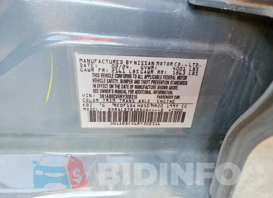 3N1AB8CV6RY308316 Photo# 12