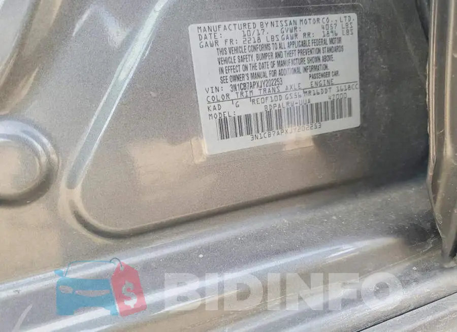 3N1CB7APXJY202253 Photo# 12