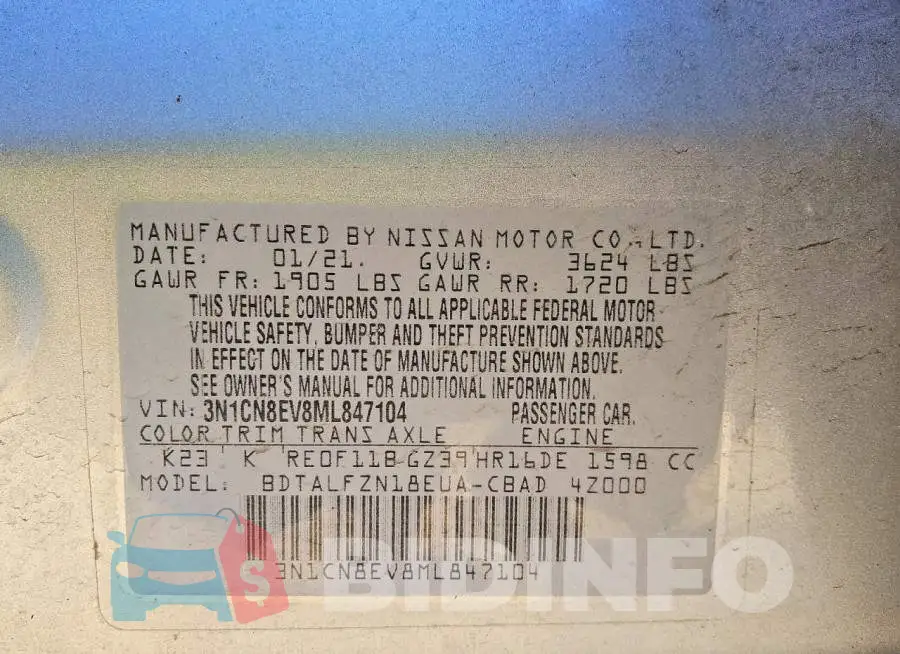 3N1CN8EV8ML847104 Photo# 12