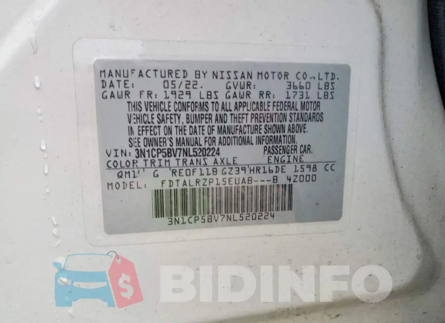 3N1CP5BV7NL520224 Photo# 13