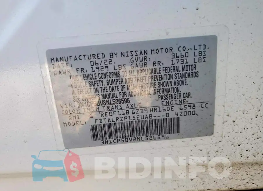 3N1CP5BV8NL526596 Photo# 14